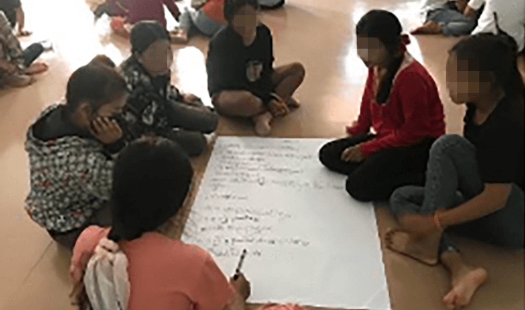 Survivors in Cambodia complete an activity during EMPOWER