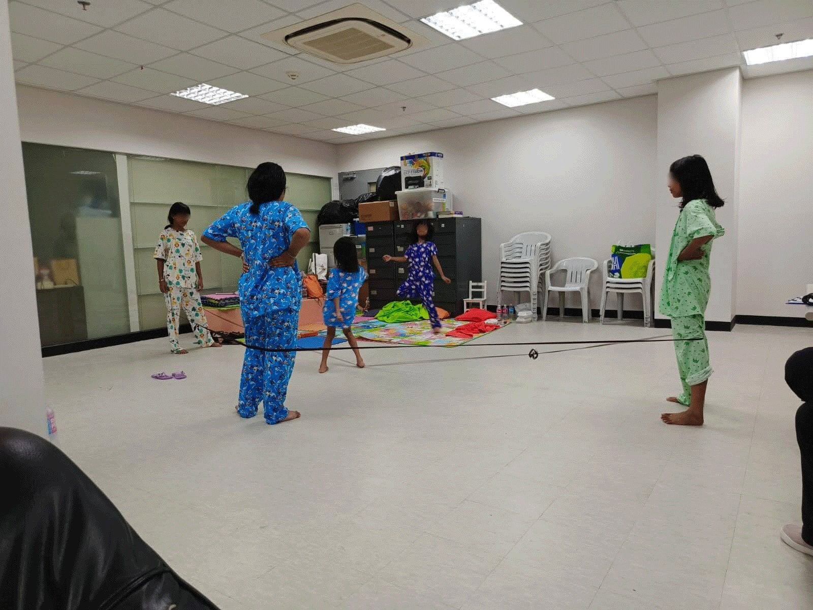 The children playing after the rescue operation